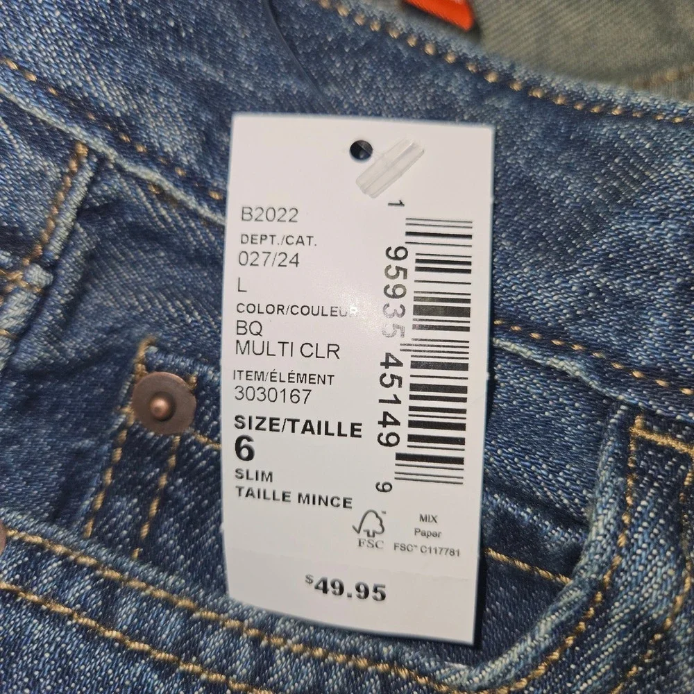 The Children's Place Straight Leg Slim Jeans Dark Wash Denim Sz 6 NWT